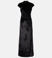 [Staud] Staud Tina ruched velvet gown AU 16 black