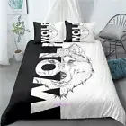 Linen Doona Quilt Duvet Cover Set Single/Double/Queen/King Bed Pillowcase Wolf