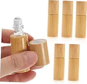 SHERCHPRY 5pcs Portable Essential Oil Roller Ball Bottles Durable Wood Color Containers for Perfume and Liquid Storage Convenient Travel Easy to