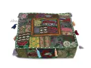 Green 16X16X5" Square Patchwork Floor Decorative Cushion Cover Unfilled Pillows