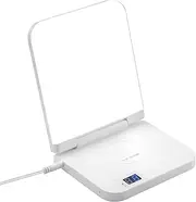 Micro ENE Light Therapy Lamp with Wireless Phone Charger Pad, 2 in 1, 10,000 Lux Bright White Even Glow LED with 5 Adjustable Brightness, Anti-Glare, UV-Free Sunlight Lamp with Timer, Energy Booster