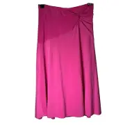 NEW Pull-on Bright Pink Midi Skirt Flowy American Glamour Badgley Mischka Small