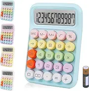 [gaiamat] Colorful Electronic Calculator,12 Digit Large LCD Display and Big Round Buttons Candy-Colored Desktop Calculator for Office,School,Home,Business(US-COCA-Blue)