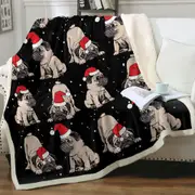 Christmas Spirit Cute Pug Dog Throw Blanket
