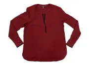 Hilary Radley Ladies Tip Blouse Deep Wine w/Black Tipping