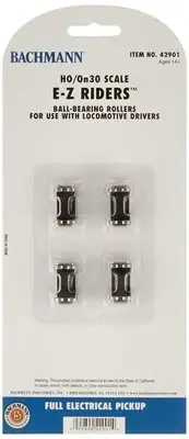 E Z RIDERS™ with BALL BEARING ROLLERS 4 pk For Use with HO or On30 Scale