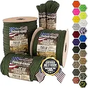 TOUGH-GRID 750lb Paracord/Parachute Cord - Genuine Mil Spec Type IV 750lb Paracord Used by The US Military (MIl-C-5040-H) - 100% Nylon - Made in The USA.