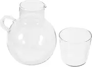 Hoement 1 Set Multi Function Glass Carafe with Cup Convenient Water Jug for Bedside for Iced Tea Juice and Beverages High Temperature Resistant Wear Resistant Design