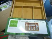 TruBamboo Adjustable Bamboo Expandable Cutlery Tray - Brown NEW