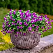 Artificial Flowers for Outdoors UV Resistant - 12 PCS Bundles Faux Fake Outdoor Plants Plastic Flowers Bushes Shrubs No Fade Artificial Greenery Home Porch Stems Outside Window Box Decor(Magenta)