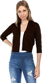 [Cielo] Women's Soft Solid Open Front 3/4 Sleeve Sweater Cardigan