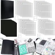 31Pcs/Set A4 Die Storage Book Binder, 11.x8.3 Inch 10 Pcs 0.3mm Thickness Magnet Sheets for Dies Storage with 1 Pocket Folder and 20 Inserts Pages 1/2/3/4 Grids Pockets,Dies Stencil Organizer (Black)