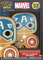 Funko Pop! Marvel: Gingerbread Captain America Enamel Pin, 4-Inch Size