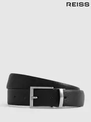 Reiss Black Ricky Reversible Leather Belt (U70735) | $135