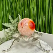 Carnelian in Orca Agate Quartz Sphere Healing Crystal Ball 96g 41mm