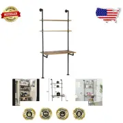 Stylish Floating Shelf Desk with Rust-Resistant Metal Frame for Home Office