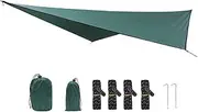 QANYEGN Hammock Camping Tarp Rain Fly, Tent Footprint Shelter, Tent Shelter Canopy for Outdoor Awning Hiking Beach (Dark Green)