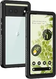 Lanhiem Pixel 6 Case, Waterproof Pixel 6 Dustproof Shockproof Case [NOT for Pixel 6 Pro] with Built-in Screen Protector, Full Body Rugged Protective Cover for Google Pixel 6 5G (Black)