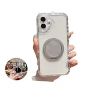 ANYMOB iPhone Case Silver Magnetic Rotating Stand Lightweight Clear Rugged Cover