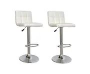 Chotto - Nomu Adjustable Swivel Leather Bar Stools - White x 2