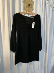 NWT Abercrombie Dress Small Little Black Dress PEASANT Sleeves Keyhole Neckline