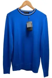 G/Fore New With Tags $225 Men's Size S Crewneck Pullover Sweater Blue Wool Knit