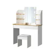 Oikiture Dressing Table Stool 10 Led Bulbs White 139cm Particle Board
