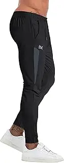 [BROKIG] Men's Gym Track Pants,Tapered Joggers Lightweight Quick Dry Casual Workout Sports Running Pants with Zip Pocket