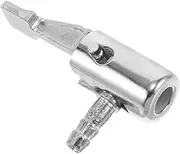 Car Inflatable Pump Chuck Locking Air Chuck Tire Inflator Air Compressor Nozzle Tire Pump Clip Chuck for Car Tires Car Air Chuck Valve Clip Straight Air Chuck Metal Silver