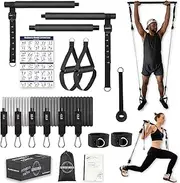 Pilates Resistance Bands with Handles - TPE Pilates Bar Kit with Resistance Bands | Resistance Bands for Workout | Pilates Stretch Bands for Exercise w/30 Day Bible Reading Devotional Plan | Gym Kit