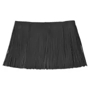 2 Yards 10 Inch Faux PU Leather Fringe Trim Tassel Fringe for Sewing, Black