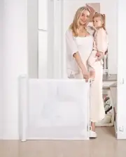 Indoor 33" Retractable Baby Gate Pet Dog Child Safety Gate for Stairs Doorways