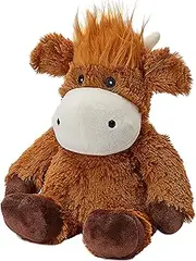 Warmies Plus Highland Cow Microwavable Wheat Bag, Hot or Cold Plush Teddy Suitable for All Ages, Slightly Scented with French Lavander, Weighted Wheat Bag