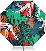 [RPLIFE] Dinosaur Skeletons Umbrella, Lightweight Portable Automatic Open/close Umbrella for Women, Travel Umbrellas for Rain, Wind and Sun