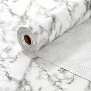 Windimiley Drawer and Shelf Liner for Kitchen Cabinet: Non Adhesive Fridge Washable Reusable Easy to Clean Strong Grip Cabinets, Dresser, Bathroom Cupboard Drawers, White Marble (12 in x 10 FT)