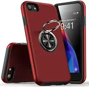 KRAFTCARE Case for iPhone SE (2022/2020), iPhone 8 and iPhone 7 Mobile Phone Case with Embedded 360° Ring, Magnetic Protective TPU Shockproof Cover Case for iPhone 7/8/SE, 4.7 Inch Red