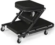 Workshop Stool Mechanic's Seat 40-Inch Folding Creeper Rolling Seat, All-in-One Adjustable Roller Garage Chair, Lay Down or Sit