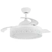 Ceiling Fan Light With LED Remote Control Cooling Quiet Retractable Bedroom Living Room Modern 3 Blades 3 Speed 4 Timers 42 Inch White