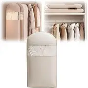 [Generic] Space Saving Hanging Garment Bag with Self Compression Zipper, Space Saving Hanging Protector for Down Coat, Down Coat Compression Dust Cover for Closet Storage (L)