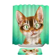 Cute Painted Cat Handsome Ginger Kitten Shower Curtain