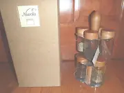 Giannini Nuvola ~ Rotating Wooden Spice Rack 8 Glass Bottle ~ NEW