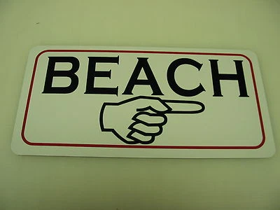 Vintage Style BEACH W/ ARROW Metal Tin Sign NEW 4 Sand Trap or Golf Club Bunker