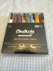 Fine Tip Chalkboard Chalk Markers (8 Pack 3mm) Classic Earth Color Ink - Eras...