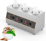 Electric Sauce Warmer, Commercial Food Heater, Two Heating Methods (Dry/add Water), 30-85°C Adjustable Temperature, Suitable for Ketchup, Chocolate, Cheese, Etc(3grids)