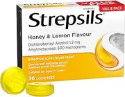 Strepsils Double Antibacterial Soothing Sore Throat Lozenges Honey and Lemon (36 Pack)