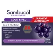 Sambucol Cold & Flu Double Strength 12 Capsules Reduce Cold Duration 2x Strength