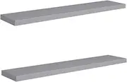 'vidaXL Grey Floating Wall Shelves Set of 2- Modern Design Display Shelf Perfect for Home and Office with Durable MDF and Metal Frame 120x23.5x3.8 cm