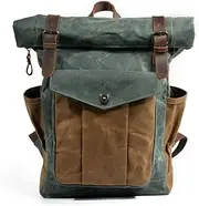 [HAMKVBPR] Men's Backpack Mens Casual Daypacks Backpack Canvas Hiking Bag Vintage Bookbag Rucksack for Men(Green)