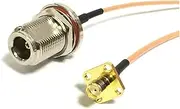 ROBAUN SMA Female/RP Jack 4-Hole Panel Mount to N Type Male Bulkhead Nut Pigtail Cable RG316 15cm for Wireless Modem(Type2,50CM)