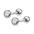 2pcs Stainless Steel Tongue stud Barbell CZ Helix Stud Bar Ear Tongue Piercing